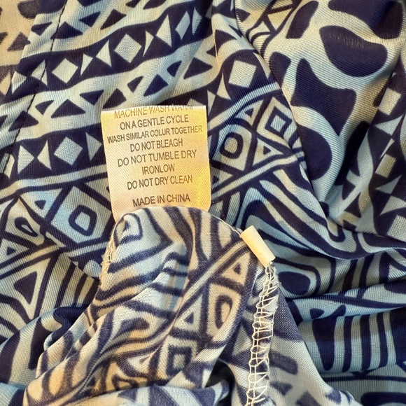 R&B Collection Blue Geometric Patterned Dress Large - Picture 7 of 8